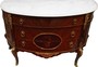 Franz�sische Antik Stil Kommode Intarsien Braun mit wei�er Marmorplatte Strasbourg - Barock M�bel 