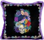 Frida Kahlo by Casa Padrino Luxus Deko Kissen mit Strass Steinen Bunt / Schwarz / Lila