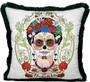 Frida Kahlo by Casa Padrino Luxus Deko Kissen mit Strass Steinen Wei� / Bunt