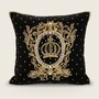 Harald Gl��ckler Luxus Barock Deko Kissen Pomp��s by Casa Padrino Crown & Stars Schwarz / Gold aufwendig verziert mit Pailletten und Glitzersteinen 