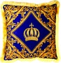 Harald Gl��ckler Pomp��s Kissen by Casa Padrino - Royalblau / Gold Krone Deluxe mit Strass Steinen - Luxus Deko Barock Zierkissen