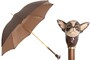 Luxus Brauner Chihuahua-Regenschirm f�r Damen - Manuelle �ffnung - 100% Polyester - Griff aus Emailliertem Messing - Handmade in Italy