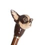 Luxus Brauner Chihuahua-Regenschirm f�r Damen - Manuelle �ffnung - 100% Polyester - Griff aus Emailliertem Messing - Handmade in Italy
