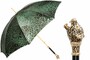 Luxus Gr�n Leopardisiert Panther-Regenschirm f�r Damen - Manuelle �ffnung - 100% Polyester - Griff aus Emailliertem Messing - Handmade in Italy