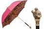 Luxus Leopardisierter Panther-Regenschirm f�r Damen - Manuelle �ffnung - 100% Polyester - Griff aus Emailliertem Messing - Handmade in Italy