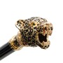 Luxus Leopardisierter Panther-Regenschirm f�r Damen - Manuelle �ffnung - 100% Polyester - Griff aus Emailliertem Messing - Handmade in Italy
