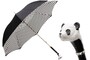 Luxus Panda Regenschirm mit Tupfen f�r Damen - Manuelle �ffnung - 100% Polyester - Griff aus Emailliertem Messing - Handmade in Italy
