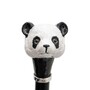 Luxus Panda Regenschirm mit Tupfen f�r Damen - Manuelle �ffnung - 100% Polyester - Griff aus Emailliertem Messing - Handmade in Italy