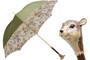 Luxus Regenschirm Damen Eichh�rnchen - Manuelle �ffnung - 100% Polyester - Griff aus Emailliertem Messing - Handmade in Italy