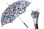 Luxus Regenschirm Damen Grauer Katzenschirm - Automatische �ffnung - 100% Polyester - Griff aus Emailliertem Messing - Handmade in Italy