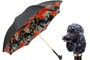 Luxus Regenschirm Damen Schwarzer Pudel - Manuelle �ffnung - 100% Polyester - Griff aus Emailliertem Messing - Handmade in Italy