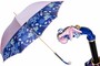Luxus Regenschirm Damen Seestern Blau - Manuelle �ffnung - 100% Polyester - Griff aus Emailliertem Messing - Handmade in Italy