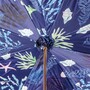 Luxus Regenschirm Damen Seestern Blau - Manuelle �ffnung - 100% Polyester - Griff aus Emailliertem Messing - Handmade in Italy