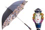 Luxus Regenschirm Damen Sizilianischer Kopf - Manuelle �ffnung - 100% Polyester - Griff aus Emailliertem Messing - Handmade in Italy
