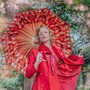 Luxus Regenschirm Damen Tukan - Manuelle �ffnung - 100% Polyester - Griff aus Emailliertem Messing - Handmade in Italy