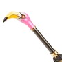Luxus Regenschirm Damen mit Flamingo - Manuelle �ffnung - 100% Polyester - Griff aus Emailliertem Messing - Handmade in Italy