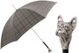 Luxus Regenschirm Herren Bulldogge Grau - Automatische �ffnung - 100% Polyester - Griff aus Aluminium - Handmade in Italy