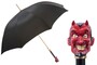 Luxus Regenschirm Herren Roter Luzifer - Automatische �ffnung - 100% Polyester - Griff aus Emailliertem Messing - Handmade in Italy