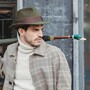 Luxus Regenschirm Herren Stockente - Automatische �ffnung - 100% Polyester - Griff aus Emailliertem Messing - Handmade in Italy