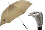 Luxus Regenschirm Herren mit Adler - Automatische �ffnung - 100% Polyester - Silberfarben Emaillierter Griff aus Harz - Handmade in Italy