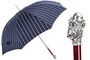 Luxus Regenschirm Herren mit Affe - Automatische �ffnung - 100% Polyester - Silberfarben Emaillierter Griff aus Harz - Handmade in Italy