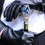 Luxus Regenschirm Herren mit Blau Edelstein - Automatische �ffnung - 100% Polyester - Griff mit Blau Edelstein - Handmade in Italy