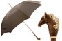 Luxus Regenschirm Herren mit Braunes Pferd - Automatische �ffnung - 100% Polyester - Griff aus Emailliertem Messing - Handmade in Italy