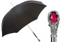 Luxus Regenschirm Herren mit Roten Edelstein - Automatische �ffnung - 100% Polyester - Griff mit Roten Edelstein - Handmade in Italy