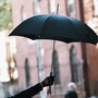Luxus Regenschirm Herren mit Roten Edelstein - Automatische �ffnung - 100% Polyester - Griff mit Roten Edelstein - Handmade in Italy