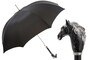 Luxus Regenschirm Herren mit Schwarzes Pferd - Automatische �ffnung - 100% Polyester - Griff aus Emailliertem Messing - Handmade in Italy