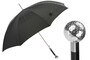 Luxus Regenschirm Herren mit Silber Golfball - Automatische �ffnung - 100% Polyester - Silberfarben Emaillierter Griff aus Harz - Handmade in Italy