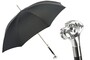 Luxus Regenschirm Herren mit Silber Labrador - Automatische �ffnung - 100% Polyester - Silberfarben Emaillierter Griff aus Harz - Handmade in Italy