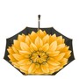 Luxus-Regenschirm mit Gold Dahlien, Doppelgewebe f�r Damen - Manuelle �ffnung - 100% Polyester - Griff mit Swarovski�-Kristallen - Handmade in Italy