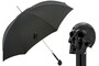 Luxus Schwarzer Regenschirm mit Schwarzer Sch�del f�r Herren - Automatische �ffnung - 100% Polyester - Griff aus Emailliertem Harz - Handmade in Italy