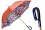 Orange Regenschirm mit Blumen f�r Damen - Manuelle �ffnung - 100% Polyester - Griff aus Acetat - Handmade in Italy