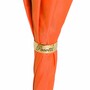 Orange Regenschirm mit Blumen f�r Damen - Manuelle �ffnung - 100% Polyester - Griff aus Acetat - Handmade in Italy
