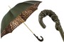 Pastell-gr�ner Regenschirm mit Leopardmuster, Doppelgewebe f�r Damen - Handmade in Italy