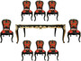 Pomp��s by Casa Padrino Barock Luxus Esszimmer Set - Pomp��ser Barock Esstisch mit Glasplatte und 8 St�hlen designed by Harald Gl��ckler - Esszimmer M�bel im Barockstil