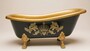 Pomp��s by Casa Padrino Luxus Badewanne Deluxe freistehend von Harald Gl��ckler Schwarz / Gold / Gold 1695mm mit goldfarbenen L�wenf�ssen