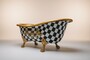 Pomp��s by Casa Padrino Luxus Badewanne Deluxe freistehend von Harald Gl��ckler Schwarz / Gold / Gold 1695mm mit goldfarbenen L�wenf�ssen