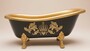 Pomp��s by Casa Padrino Luxus Badewanne Deluxe freistehend von Harald Gl��ckler Schwarz / Gold / Schwarz 1470mm mit goldfarbenen L�wenf�ssen