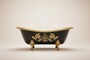 Pomp��s by Casa Padrino Luxus Badewanne Deluxe freistehend von Harald Gl��ckler Schwarz / Gold / Schwarz 1470mm mit goldfarbenen L�wenf�ssen