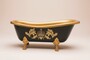 Pomp��s by Casa Padrino Luxus Badewanne Deluxe freistehend von Harald Gl��ckler Schwarz / Gold / Schwarz 1560mm mit goldfarbenen L�wenf�ssen