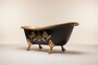 Pomp��s by Casa Padrino Luxus Badewanne Deluxe freistehend von Harald Gl��ckler Schwarz / Gold / Schwarz 1560mm mit goldfarbenen L�wenf�ssen