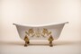 Pomp��s by Casa Padrino Luxus Badewanne Deluxe freistehend von Harald Gl��ckler Wei� / Gold / Wei� 1470mm mit goldfarbenen L�wenf�ssen