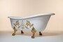 Pomp��s by Casa Padrino Luxus Badewanne Deluxe freistehend von Harald Gl��ckler Wei� / Gold / Wei� 1560mm mit goldfarbenen L�wenf�ssen