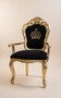 Pomp��s by Casa Padrino Luxus Barock Esszimmer Stuhl mit Armlehnen Schwarz / Gold - Pomp��ser Barock Stuhl designed by Harald Gl��ckler - Pomp��se Barock Esszimmer M�bel