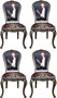 Casa Padrino Luxus Barock Esszimmer Set Dame mit High Heels Leopard / Schwarz / Braun 50 x 50 x H. 110 cm - 4 handgefertigte Esszimmerst�hle - Barockm�bel