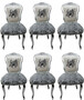 Pomp��s by Casa Padrino Luxus Barock Esszimmerst�hle Krone Wei� / Grau / Silber  - Pomp��se Barock St�hle designed by Harald Gl��ckler - 6 Esszimmerst�hle mit Kunstfell