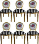 Pomp��s by Casa Padrino Luxus Barock Esszimmerst�hle Pink Lips Schwarz / Wei� Streifen / Gold - Pomp��se Barock St�hle designed by Harald Gl��ckler - 6 Esszimmerst�hle